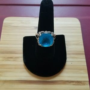 Aquamarine Crystal & Cubic Zirconia Ring